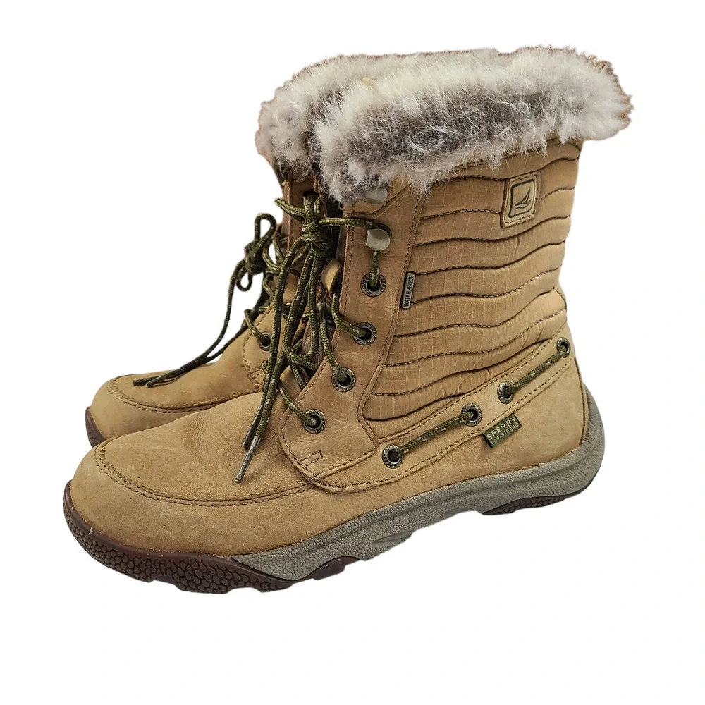 SPERRY WOMEN'S WINTER HARBOR BOOT Brown 6.5 Lace Up Ankle Winter